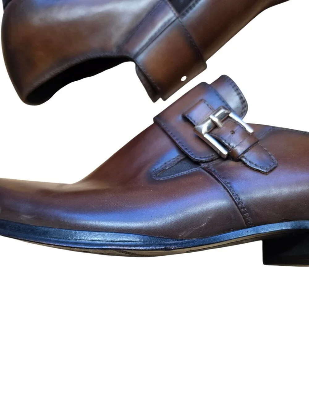 Tallia Mens Orange Bruno Brown Leather Monk Strap Dress Shoe 11